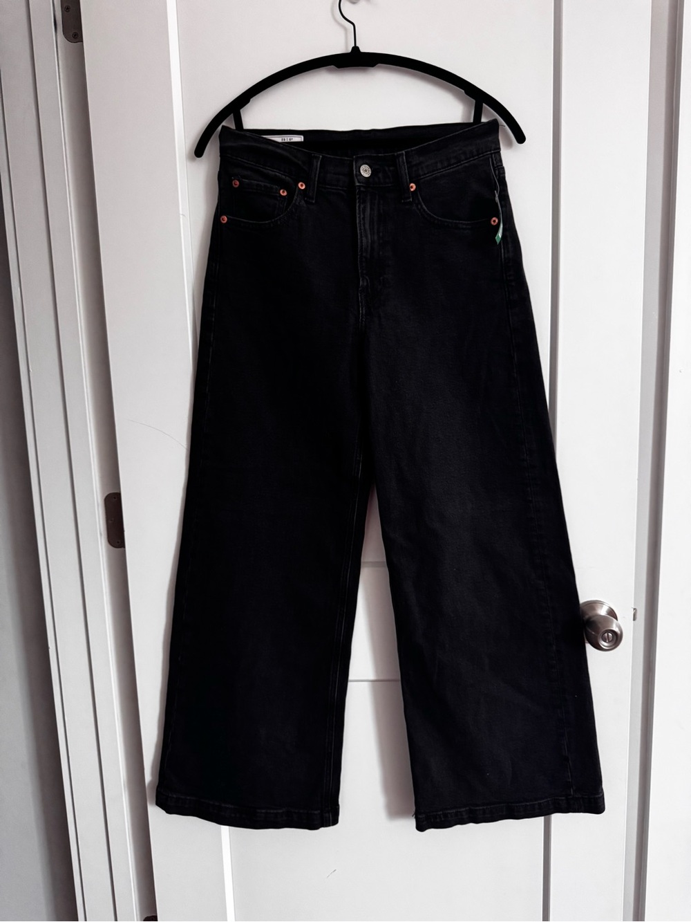 GAP High Rise Stride Black Wide-Leg High-Rise Jeans
